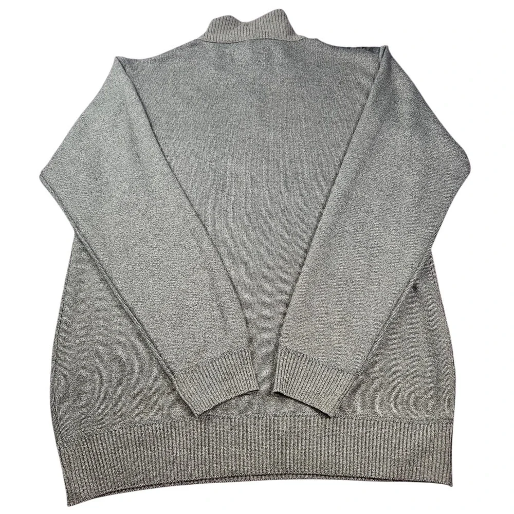 Silver Needle Sweater Mens XL 1/4 Zip Pullover High Neck Gray W/ Brown Accents‎